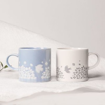 上作美器 日本製飛鳥冰島、天藍色馬克杯(兩件組水杯/茶杯/咖啡杯300ml)