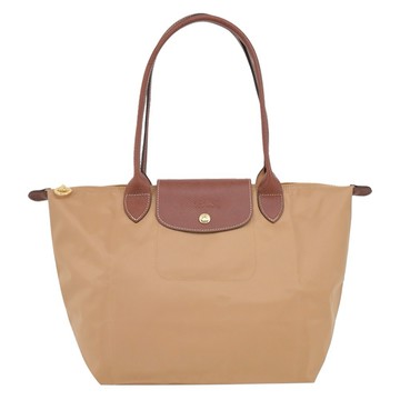 [平輸版]LONGCHAMP LE PLIAGE系列長把再生尼龍摺疊水餃包(中/小鹿棕)真品平輸