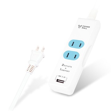 POWER BULL PB-20U-1.5多功能1USB+2插智能延長線(日式袋裝)