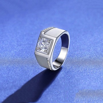 [米蘭精品] 莫桑鑽戒指925純銀銀飾-1克拉8心8箭微鑲噴砂聖誕節情人節生日禮物男飾品73yk67