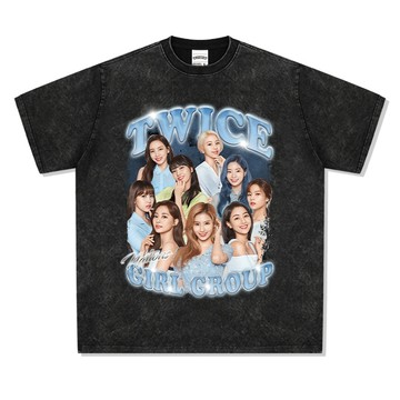 TWICE MOMO 周子瑜 Sana 娜璉 平井桃 水洗上衣 t恤 短袖衣服 oversize 原宿風 美式復古上衣