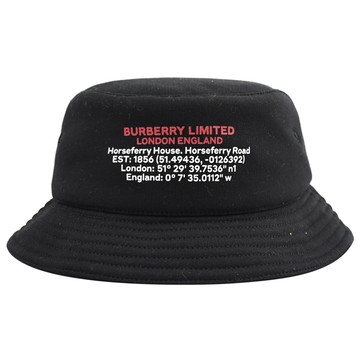 BURBERRY 8050066 簡約燙印LOGO加厚棉質漁夫帽/遮陽帽.黑