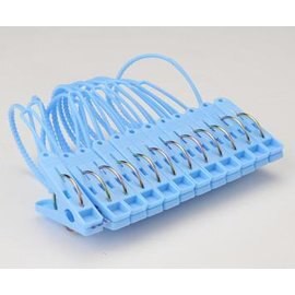 【塑膠晾衣夾-12只】 創意晾曬毛巾內衣襪子 帶繩強力防風夾 -6001005