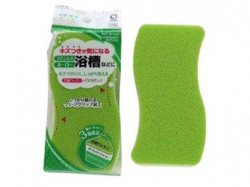 asdfkitty*日本製 OKAZAKI 3層構造浴缸清潔海綿 綠色