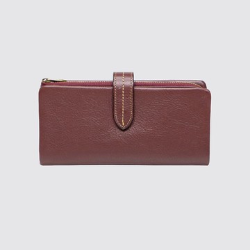 【禮盒】真皮文青簡約長夾 X6301 酒紅