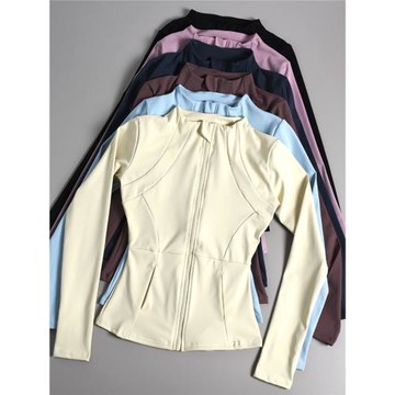 馬孔多專業速干瑜伽運動外套女拉鏈防曬跑步健身房上衣長袖瑜伽衣