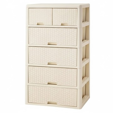 藤編加大5層抽屜櫃  6個  50cm  米色
