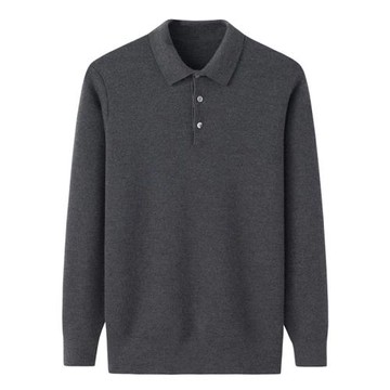 精紡純山羊絨衫男翻領襯衫領加厚大碼秋冬寬松商務毛衣毛衫E2707