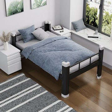 免運 開立發票 鐵藝床單人床簡約現代鋼架床宿舍雙人床1.5出租房屋用經濟型家用 快速出貨