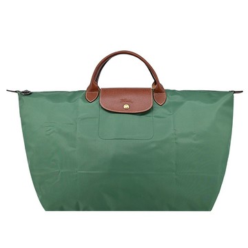 [平輸版]LONGCHAMP LE PLIAGE系列短把再生尼龍摺疊水餃旅行袋(大/鼠尾草綠)真品平輸