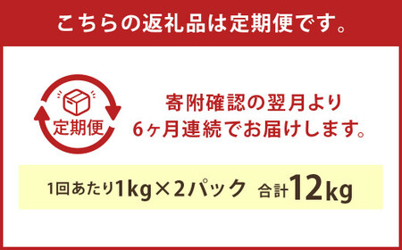 球磨の恵みヨーグルト 加糖 1kg×2パック×6回  合計12kg