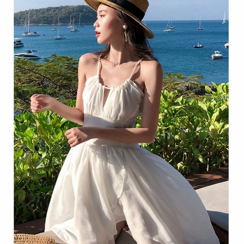 ワンピース レディース ビーチワンピース おしゃれ 夏 安い マキシ丈ビーチワンピース リゾート 白 旅行 タキシードスカート バックレス 通販 Lineポイント最大0 5 Get Lineショッピング
