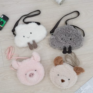【Sharkhead】現貨 Jellycat 英國限定 斜背包 小包 毛毛 小豬 小狗 雲朵 烏雲 絨毛包包 手提包