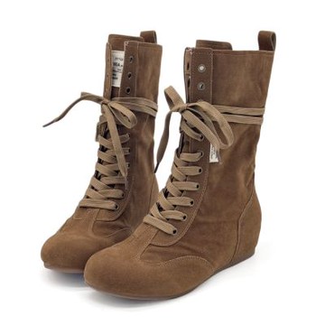 Robinlo 繞影絨韻經典德訓復古綁帶靴休閒靴 LIME 燕麥米棕