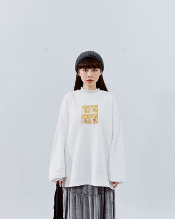 柴犬四格照印圖寬版衛衣 兩色售