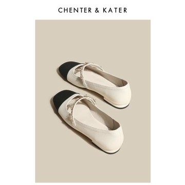 CHENTER&KATER瑪麗珍鞋 2024年春夏新款小香風珍珠圓頭低跟單鞋女