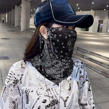 🥇臺中店/免運🥇防曬面罩男女冰絲掛耳護頸圍脖遮全臉脖套夏天遮陽騎行面巾面紗潮24VBL