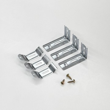 The One Home Deco 木百葉窗安裝配件 L型托架 6.8 x 3.7 x 2.7 cm + 卡扣 6.3 x 2.5 cm + 木螺絲 19mm 套組 3組 金屬色  金屬