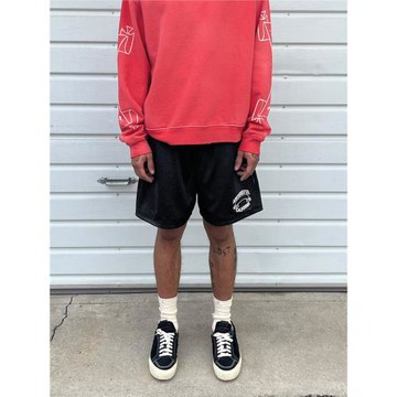 ASKYURSELF美式球場高街松緊腰透氣網眼網面短褲騎行運動休閑褲