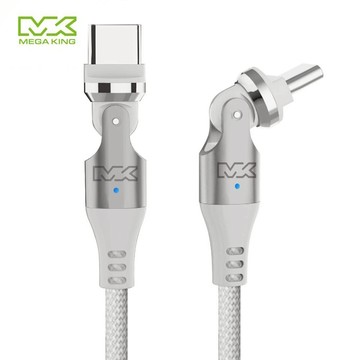 MEGA KING C to C 可調式接頭傳輸充電編織線 1M 白