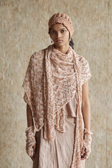 復古文青 彩色針織開 鏤空別致披肩