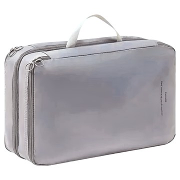 FIFIOO 高質感雙層絲柔旅行收納袋  莫蘭迪灰色  40 x 25 x 12cm