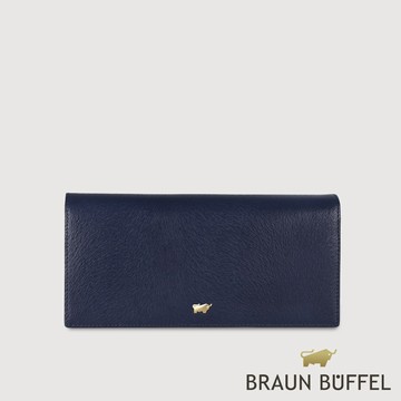 【BRAUN BUFFEL】萊納斯-TW 18卡兩折長夾-深藍色(德國小金牛台灣總代理)/BF891-631-MAR