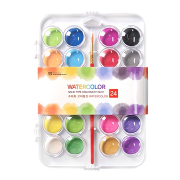 2Youngdesign 24色 固體水彩 Set 附水彩筆 方便攜帶