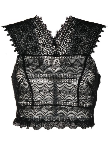 Ulla Johnson - Alianna embroidered cropped cotton top - women - Cotton - 6 - Black