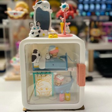 泡泡瑪特宅宅系列展示盒盲盒收納dimoo小屋場景手辦造景迷