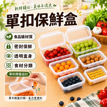 保鮮盒 分裝盒 備菜盒 冰箱收納盒 分類收納盒 單扣翻蓋保鮮盒 食物分裝盒 帶蓋收納盒 透明收納盒 廚房收納盒