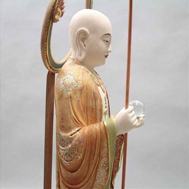 大型高46cm 井波彫刻　仏教工芸品　楠材製　極上彫　木彫仏像　地蔵菩薩立像 彩色地蔵菩薩 立像 高さ93cm 楠製 木彫り 仏像 | LINEブランド
