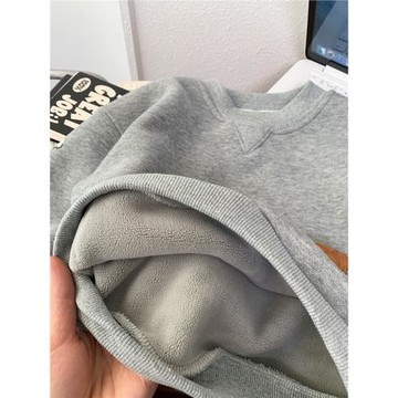 男童加絨衛衣秋冬一體絨上衣2025新款兒童五角星字母印花套頭衫潮