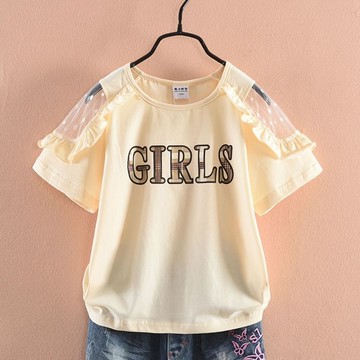 女童短袖t恤夏裝夏裝新款 兒童洋氣體恤上衣大童女寶潮打底衫