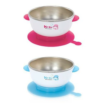 kuku 酷咕鴨 不銹鋼隔熱吸盤碗(藍色/粉色)