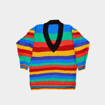 【蛋植物古著】彩虹隧道V領古著毛衣