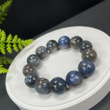 高品質龍鱗雲母藍晶石手串17.5mm顆顆帶眼冰潤星光大顆粒男女手珠