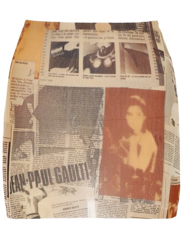 jean paul gaultier mini skirt with "journal" print