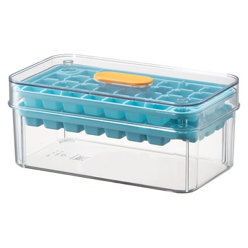 PINMOO 品沐 一鍵按雙層壓制冰盒 2200ml  1個  25 x 15 x 12cm  橙色 + 藍色