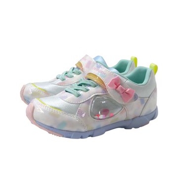 MoonStar LUVRUSH 運動鞋 童鞋 中童 魔鬼氈 白/淺藍 蝴蝶結 LV12293 no661