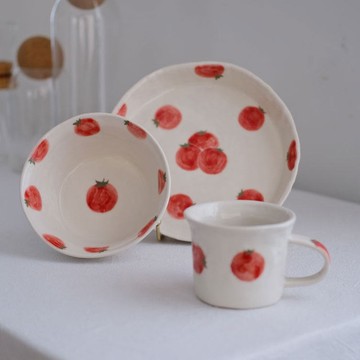 可愛西紅柿陶瓷碗 / 原創一人食飯碗 / 家用食器禮物