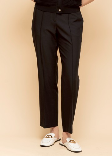 淨雅俐落褶線斜紋九分寬直筒褲