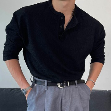 正韓日常落肩粗呢亨利領長袖上衣 2色 YUPPIE 預購商品 1111