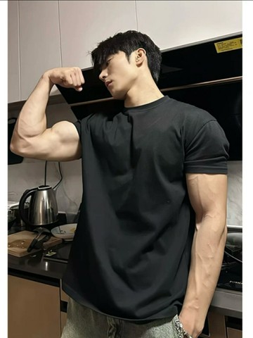 【台灣公司 超低價】Light Weight男收袖口短袖夏季美式小領口重磅t恤墊肩顯肌肉健身