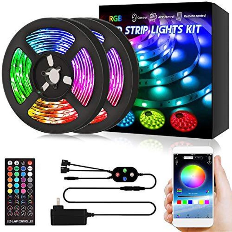 ZHONGJI RGB LED テープライト 10m APP操作 アプリ制御 リモコン付き