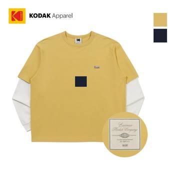 【KODAK Apparel】柯達 假兩件長袖T恤 2色(藍 黃) KB609004