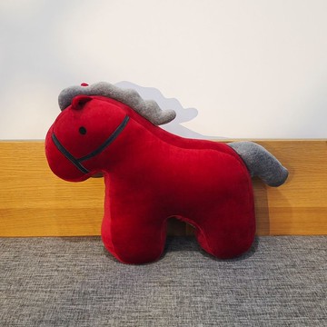冰島馬立體抱枕-酒紅