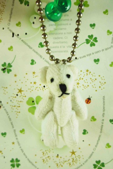 【震撼精品百貨】泰迪熊 Teddy Bear 絨毛鎖圈-白色 震撼日式精品百貨