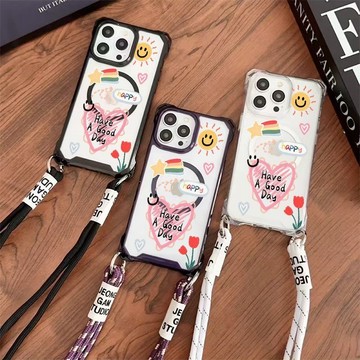 愛心笑臉 四角可挂繩 防摔 無綫充電磁吸適用iphone 18 pro max17 16 15 14 13 12手機殼