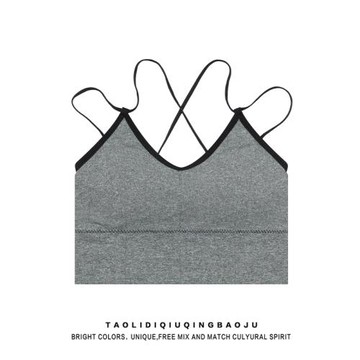 辣妹性感交叉美背吊帶背心女夏季純欲風顯瘦內搭帶胸墊無袖短上衣